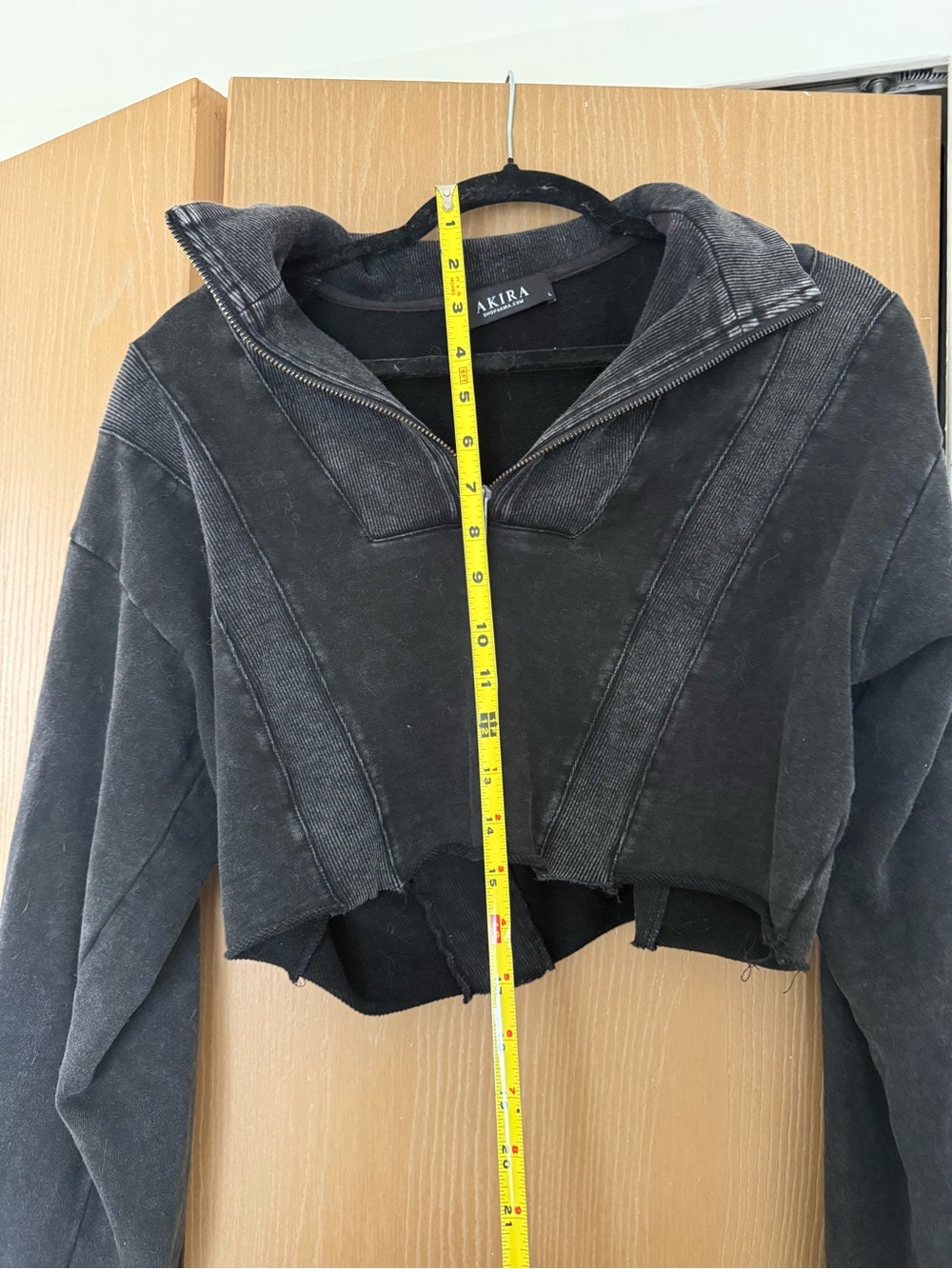 AKIRA Washed Black Cropped Half-Zip Pullover - Picture 2 of 3